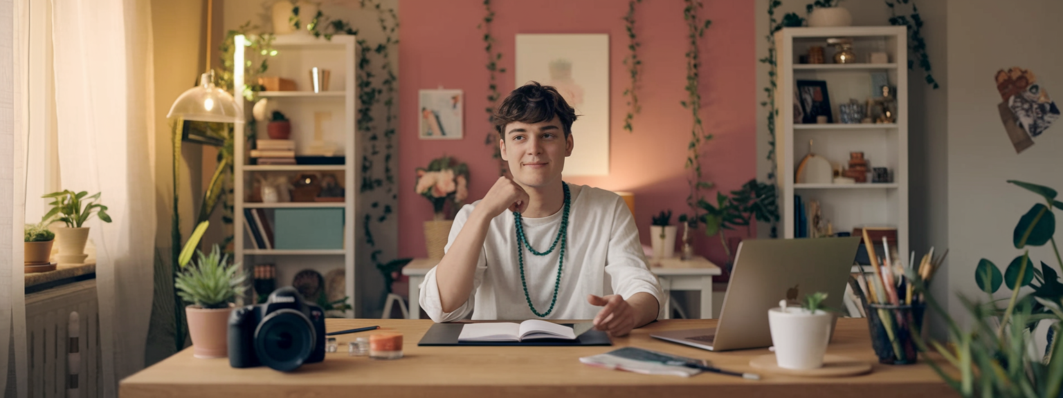A person working on their creative project at a desk, symbolizing turning passion into profit.