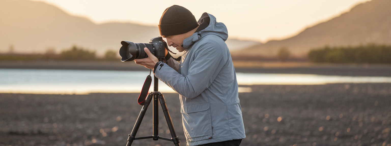 Photographer using advanced photography techniques to capture stunning images.