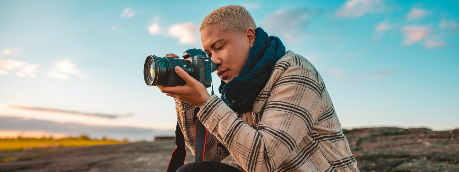 Photographer using natural light to apply quick tips for better photos