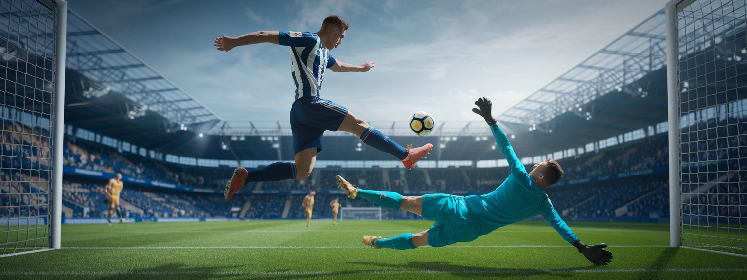 Sports Photography Action Shot Photographer capturing a mid-air soccer kick with a telephoto lens, demonstrating sports photography action