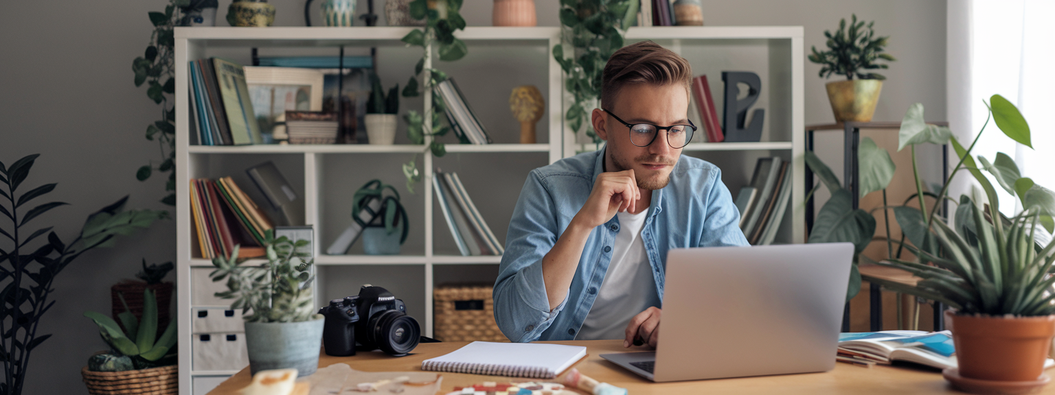 A person working happily at a desk while turning passion into profit through their business ideas.