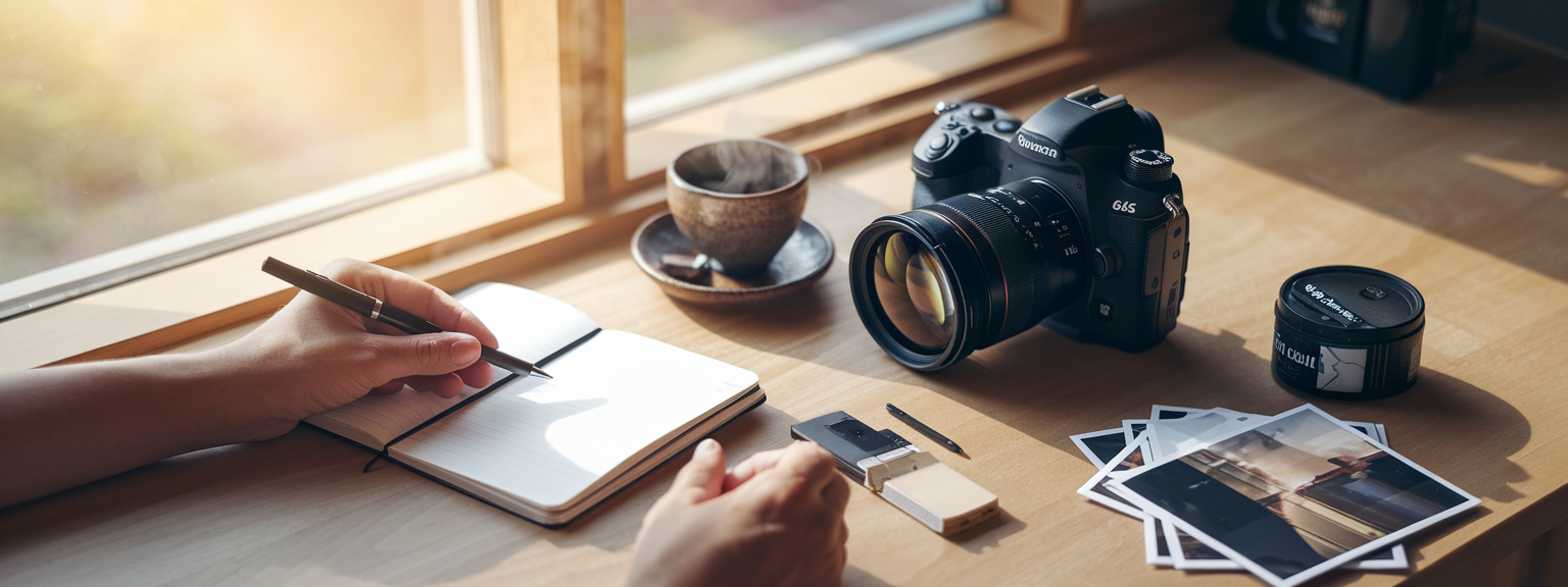 [Person journaling at a sunlit desk to capture creative inspiration daily]