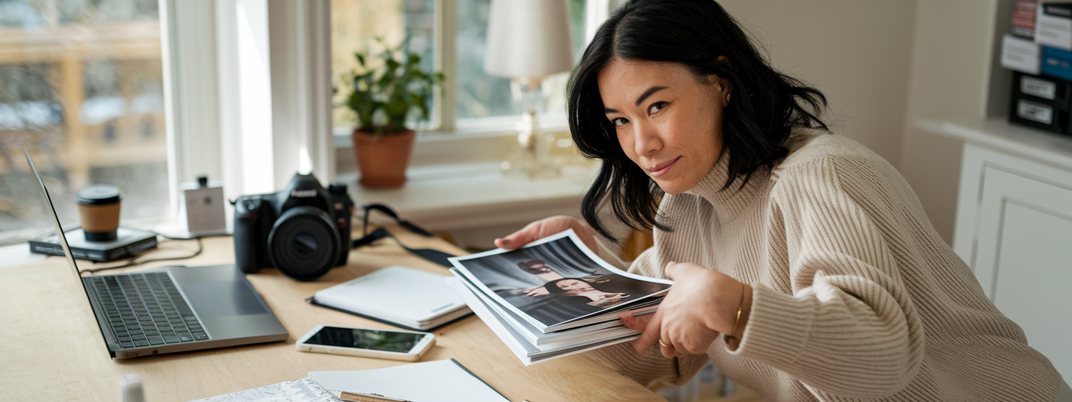 [Creative entrepreneur at a desk with laptop and handmade products, illustrating how to turn passion into profit]