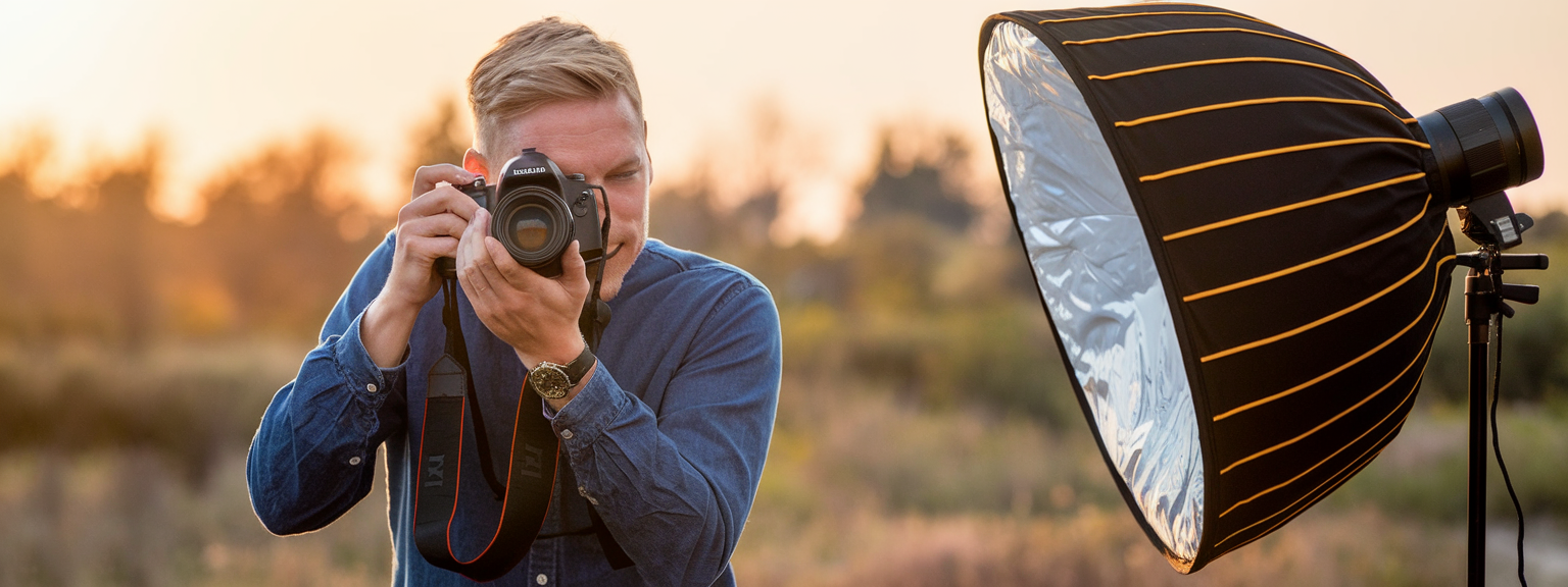 [Person taking an outdoor portrait demonstrating Quick Photo Tips]