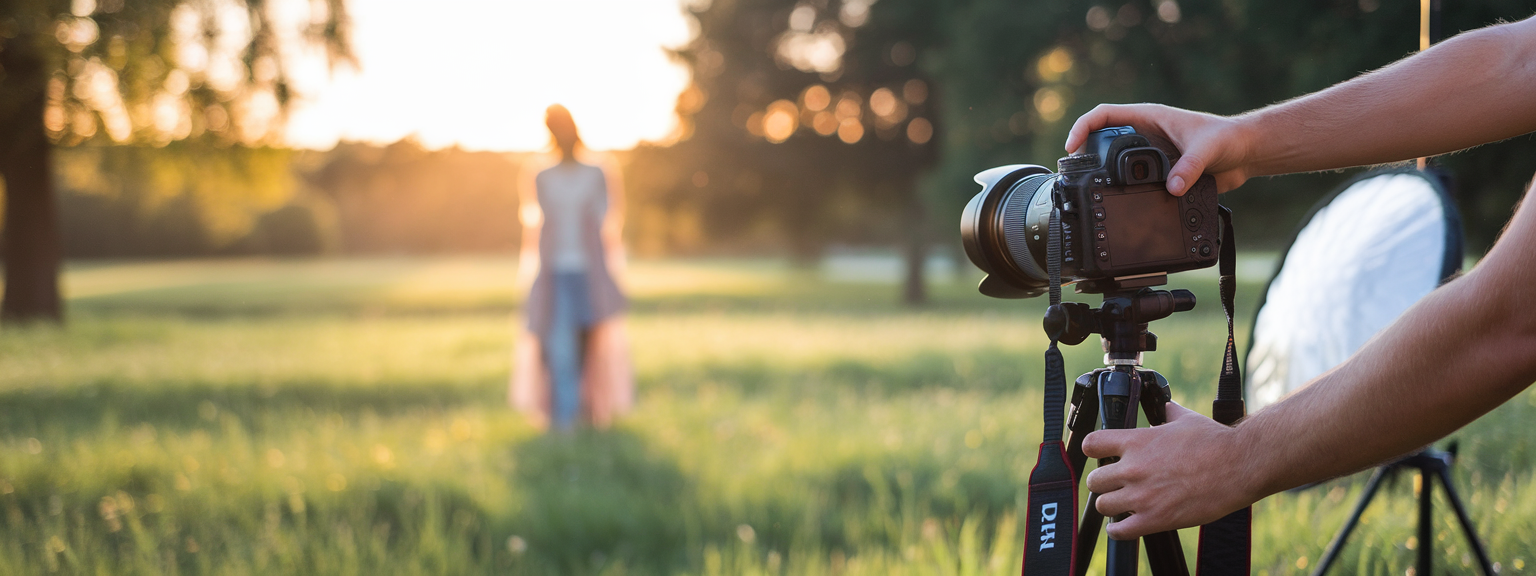 [Person adjusting DSLR settings while learning — Beginner Camera Guide]